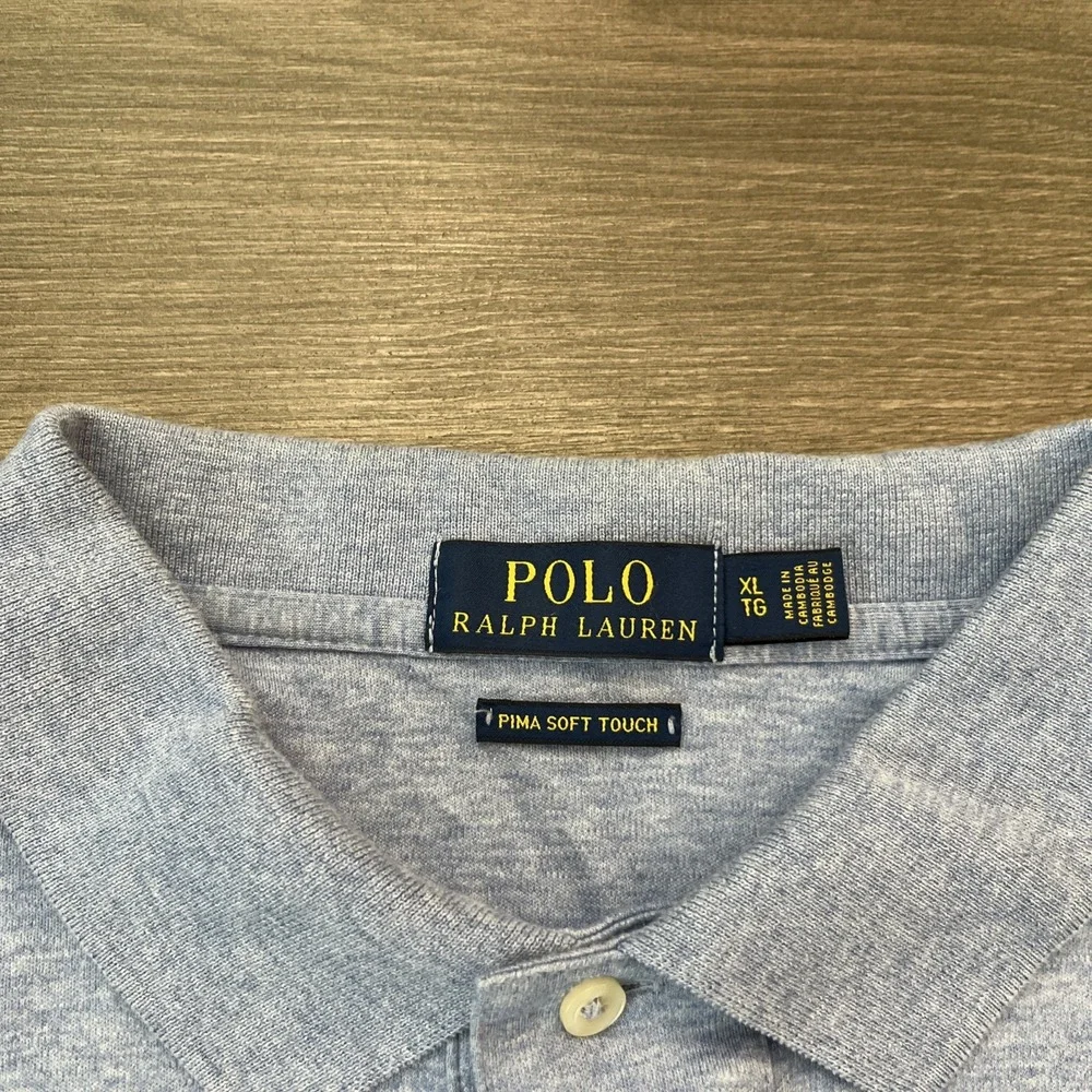 Polo Ralph Lauren Pima Soft Touch Polo Shirt Mens XL Blue Heather Short Sleeve
